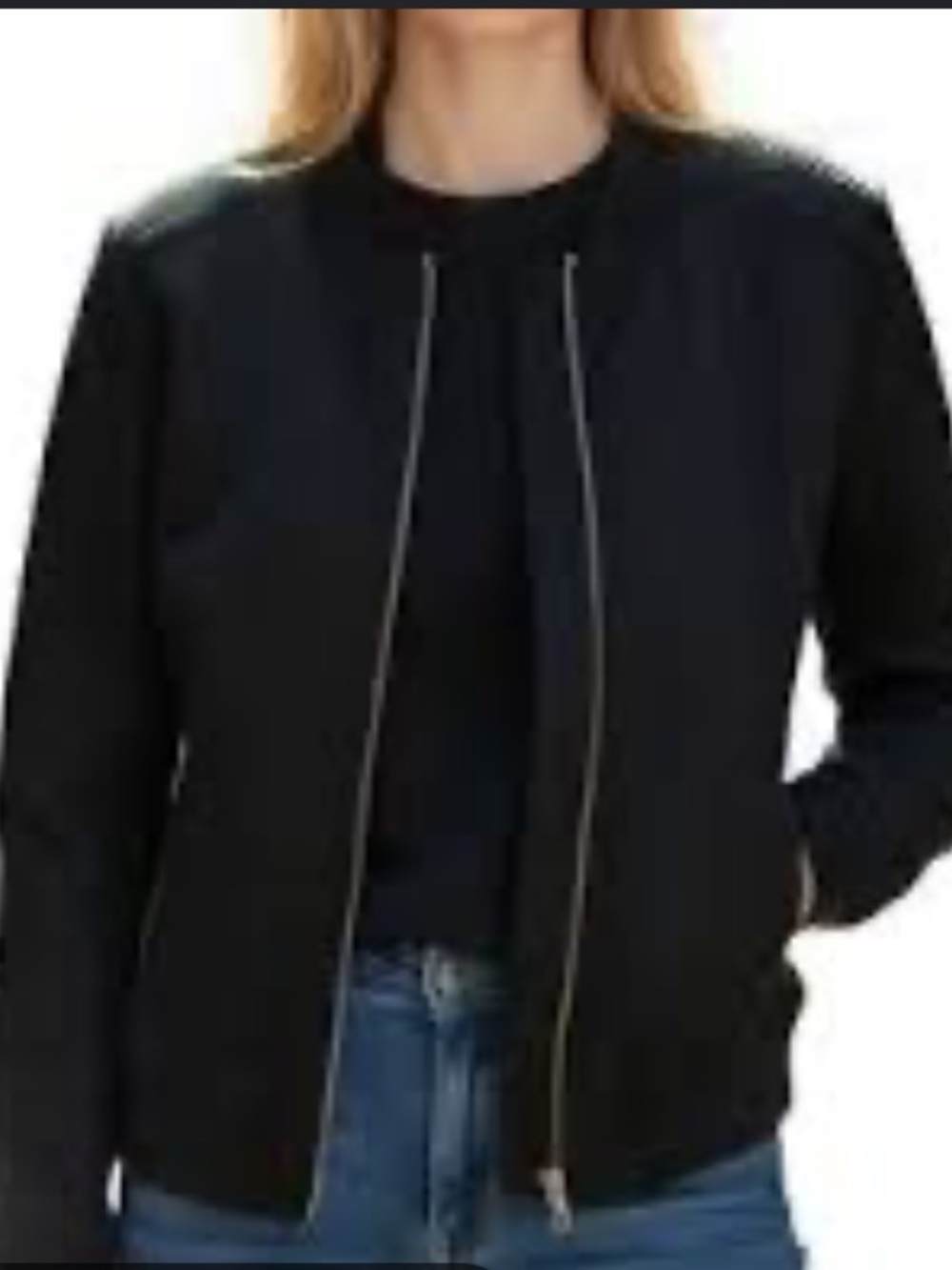Trouve Black Zip-Front Bomber Jacket